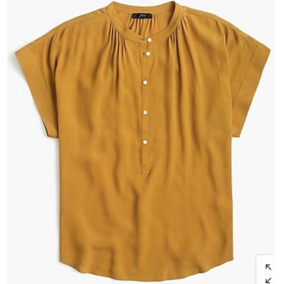 J.CREW Point Sur Drapey Popover Mustard Shirt - Picture 4 of 7